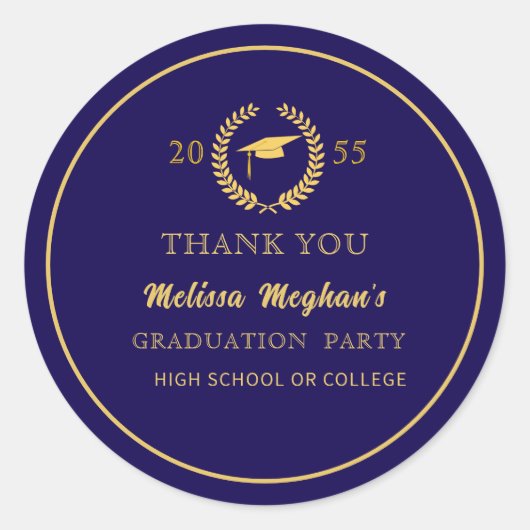 Modern Gold Pet Graduation Party Bedankt Ronde Sticker (Voorkant)