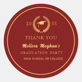Modern Gold Pet Graduation Party Bedankt Ronde Sticker