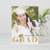 Modern Gold Photo Graduation Party Kaart (Staand voorkant)