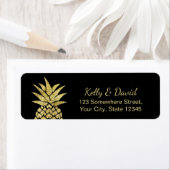 Modern Gold Pineapple Tropical Beach Wedding Etiket (Insitu)