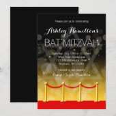 Modern Gold Red Carpet Hollywood Bat Mitzvah Kaart (Voorkant / Achterkant)