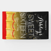 Modern Gold Red Carpet Hollywood Sweet 16 Spandoek (Horizontaal)