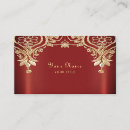 Modern Gold Red Floral Business Card Visitekaartje