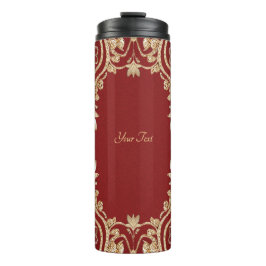 Modern Gold Red Floral Thermal Tumbler Thermosbeker