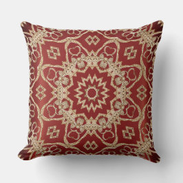 Modern Gold Red Floral Throw Pillow Kussen