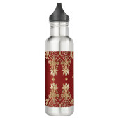 Modern Gold Red Floral Water Bottle Waterfles (Links)