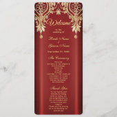 Modern Gold Red Floral Wedding Program Programma (Voorkant)