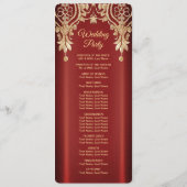 Modern Gold Red Floral Wedding Program Programma (Achterkant)