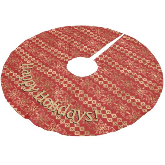 Modern Gold & Red Pattern  bericht Kerstboom Rok (Gekanteld)