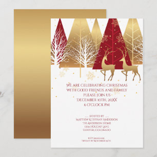 Modern Gold Red Woodland Deer Kaart