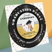 Modern Gold Retro Vinyl Record Foto Afstuderen Kaart