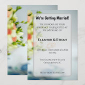 Modern Gold Rings & Floral Border Engagement Kaart (Voorkant / Achterkant)