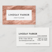 Modern Gold Rose Event Planner Business Card Visitekaartje (Voorkant / Achterkant)