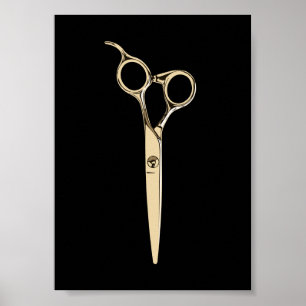 Modern Gold Scissor Hair Stylist Hair Salon Barber Poster