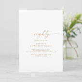 Modern Gold Script 80th Birthday Party Invitation Kaart (Staand voorkant)