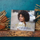 Modern Gold Script Afstuderen foto-Afstuderen Fotoplaat (Zijkant)