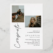 Modern Gold Script Afstuderen fotograaf Folie Uitnodiging (Achterkant)