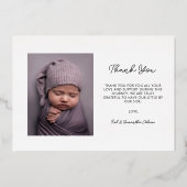 Modern Gold Script Baby Geboorteaankondiging Kaart (Achterkant)