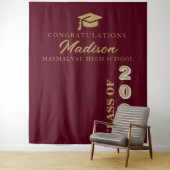 Modern Gold Script Bourgogne Afstuderen Wandkleed (In situ)