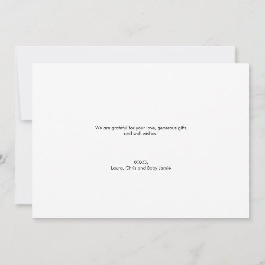 Modern Gold Script Custom 5 foto Baby Bedankkaart (Achterkant)