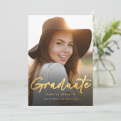 Modern Gold Script Foto 2025 Afstudeerfeest Kaart (Staand voorkant)