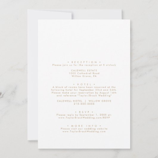 Modern Gold Script Front and Back Wedding Kaart (Achterkant)