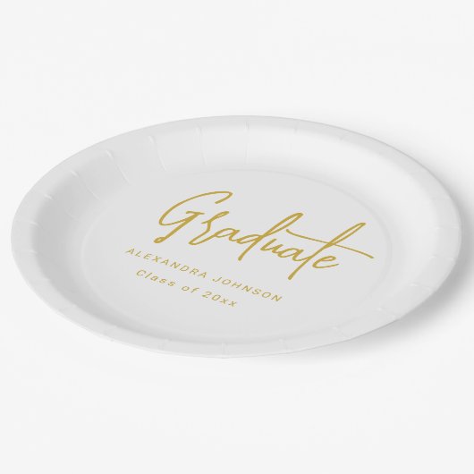 Modern Gold Script Graduation Party Custom Papieren Bordje (Gekanteld)