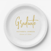 Modern Gold Script Graduation Party Custom Papieren Bordje (Voorkant)