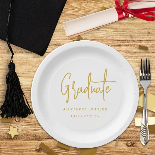 Modern Gold Script Graduation Party Custom Papieren Bordje