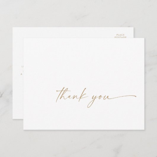 Modern Gold Script Hartelijk dank Briefkaart (Voorkant / Achterkant)