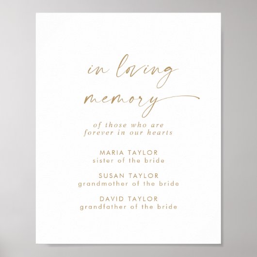 Modern Gold Script in het liefhebben van Memory Me Poster (Voorkant)