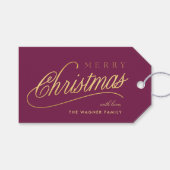 Modern Gold Script-kerst Cadeaulabel (Voorkant (Horizontaal))