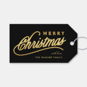 Modern Gold Script-kerst Cadeaulabel (Voorkant (Horizontaal))