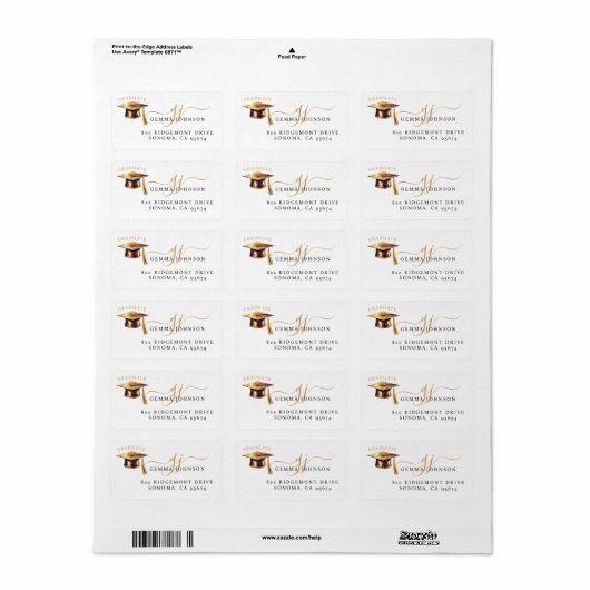 Modern Gold Script-minimalistisch Afstuderen Etiket (Full Sheet)