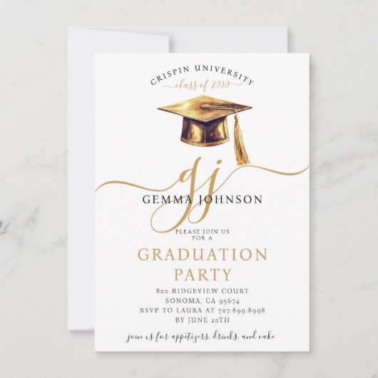 Modern Gold Script Minimalistische Graduation Part Kaart (Voorkant)
