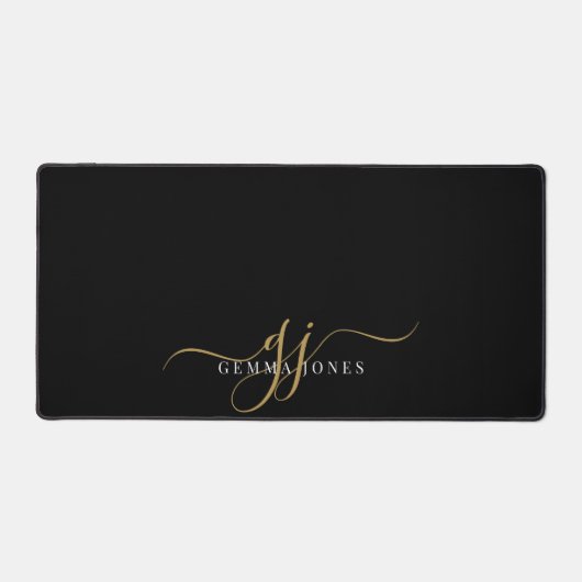 Modern Gold Script Monogram Initialen Bureaumat (Voorkant)