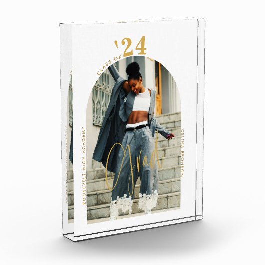 Modern Gold Script Photo 2024 minimaal Afstuderen Fotoblokken (Links)