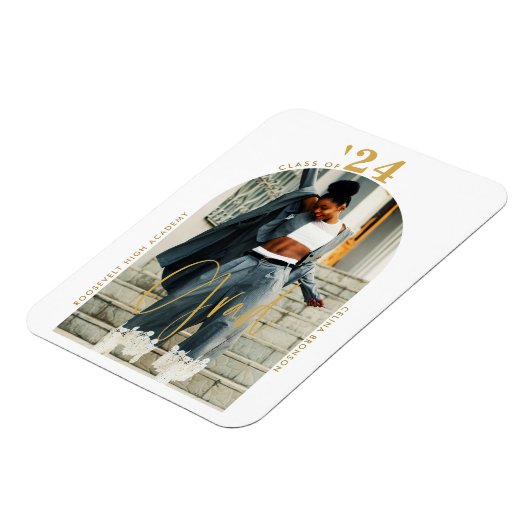 Modern Gold Script Photo 2024 minimaal Afstuderen Magneet (Linkerzijde)