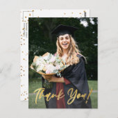 Modern Gold Script Photo Afstuderen Hartelijk dank Briefkaart (Voorkant / Achterkant)
