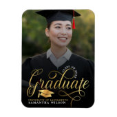 Modern Gold Script Photo Afstuderen Magneet (Verticaal)