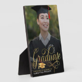Modern Gold Script Photo Afstuderen Plaque Fotoplaat (Zijkant)