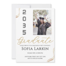 Modern Gold Script Photo Graduation Party 