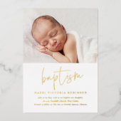 Modern Gold Script Religious Baptism & Christening Folie Uitnodiging (Voorkant)