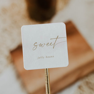 Modern Gold Script Sweet Wedding Favor Vierkante Sticker