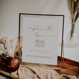 Modern Gold Script vangt het Love Hashtag Sign vas Poster