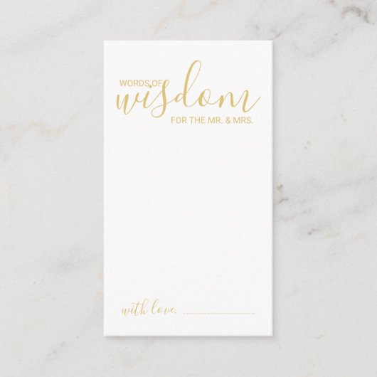 Modern Gold Script Weddenvice en -kroes Advieskaart (Voorkant)