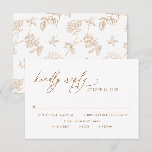 Modern Gold Script Wedding Meal Options RSVP (Devant / Derrière)