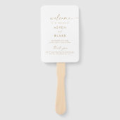 Modern Gold Script Wedding Program Hand Fan Handwaaier (Voorkant)