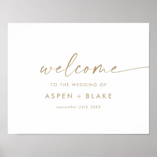 Modern Gold Script Wedding Welcome Poster (Voorkant)