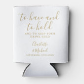Modern Gold Signature Script Wedding Blikjeskoeler (Voorkant)